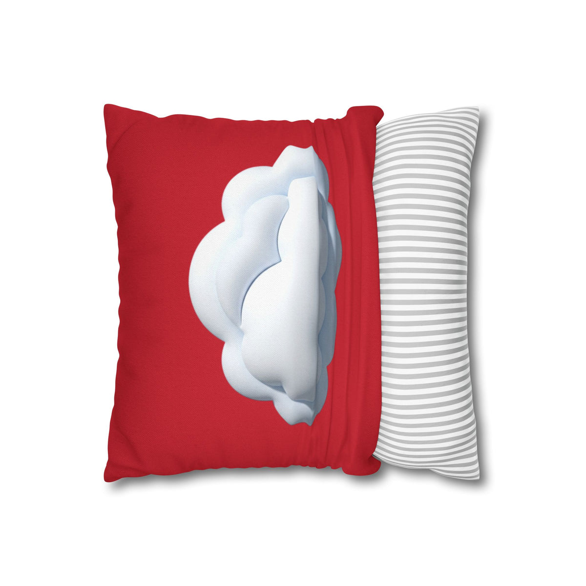 Cloud Graphic Dark Red Pillowcase — Cute White Cloud on Red Decorative Throw Pillow Cover