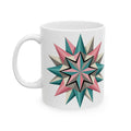 Geometric Starburst Ceramic Mug — Pink & Teal 11oz/15oz