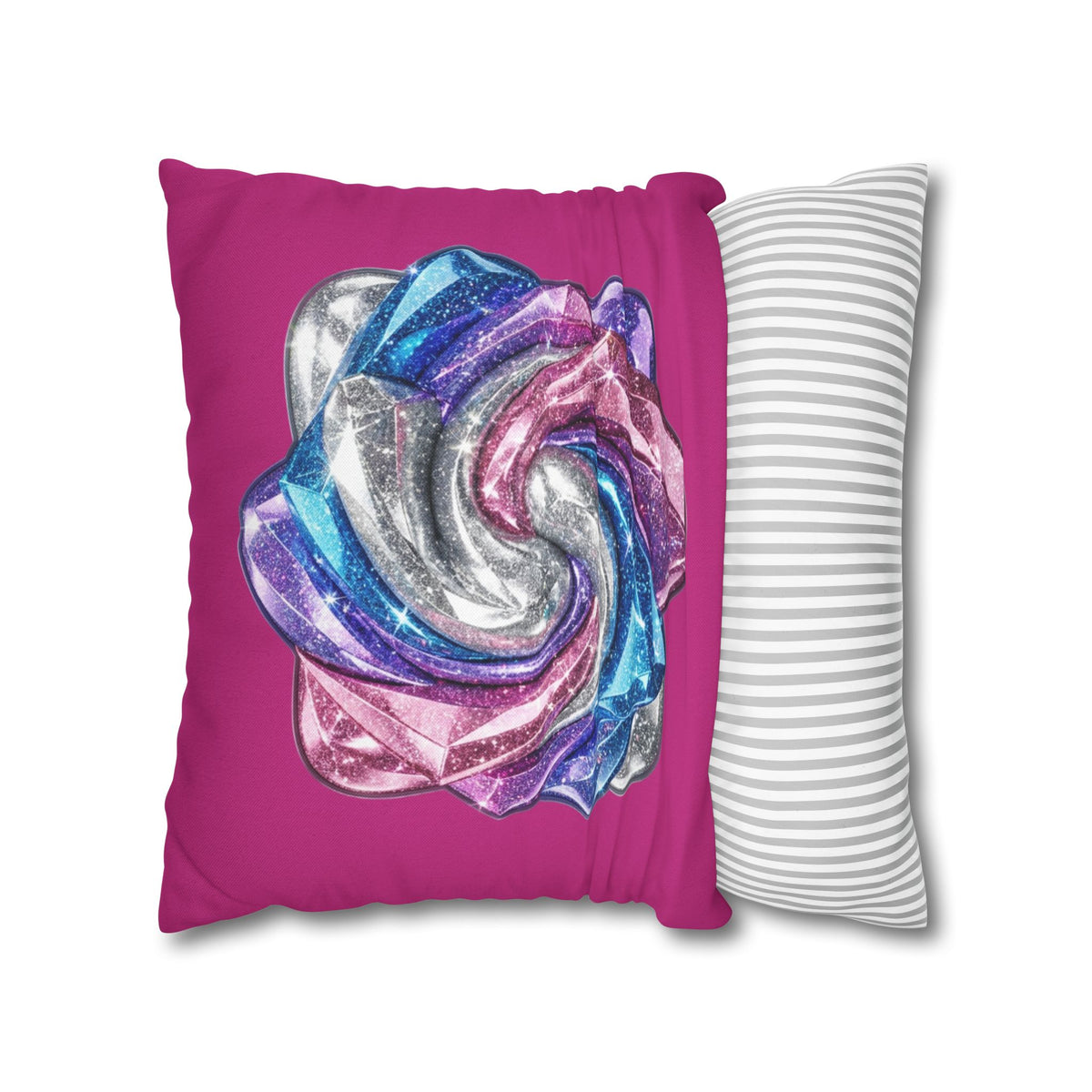 3D Glitter Design Magenta Spun Polyester Square Pillowcase