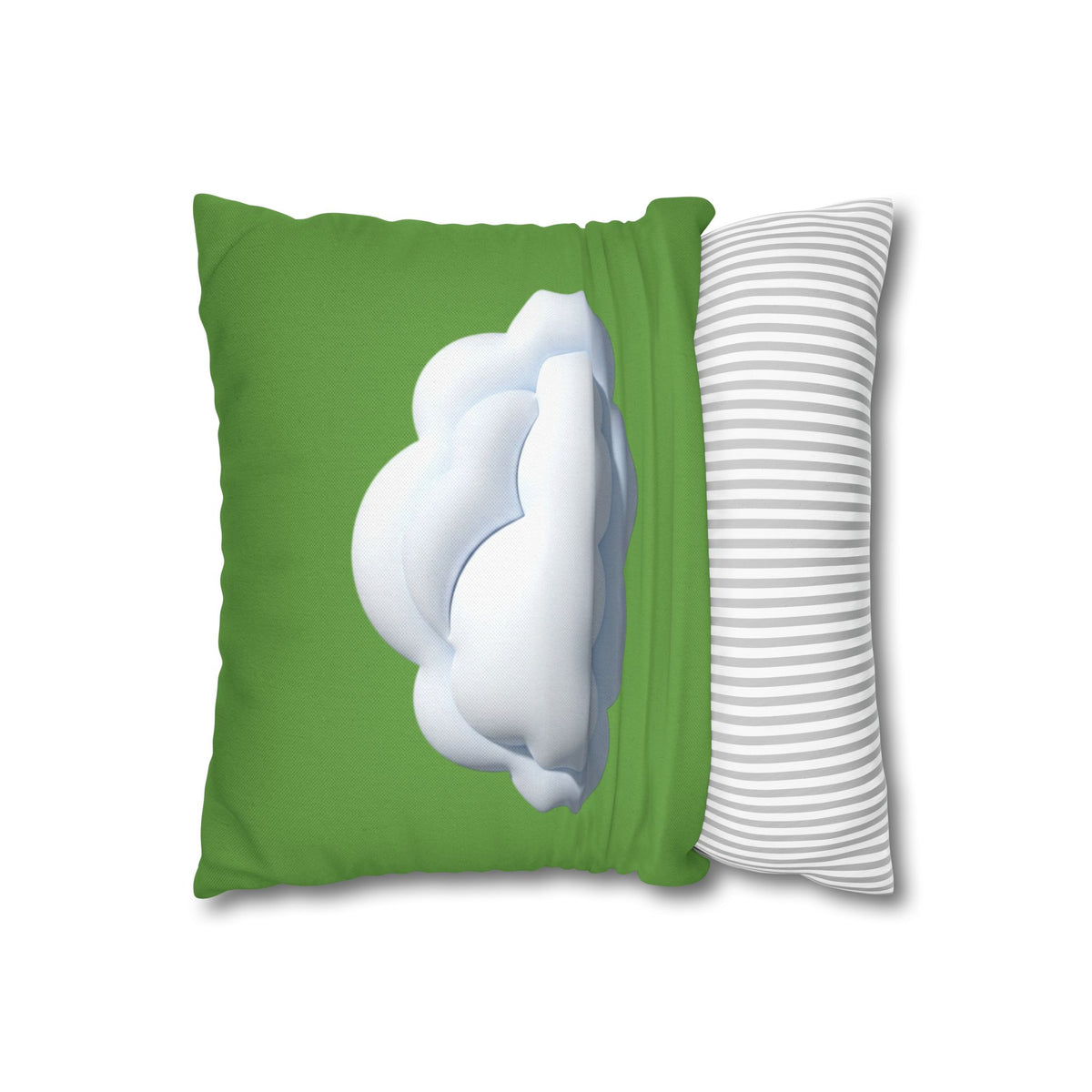 Green Cloud Decorative Pillowcase — Soft White Cloud Accent Cushion Cover