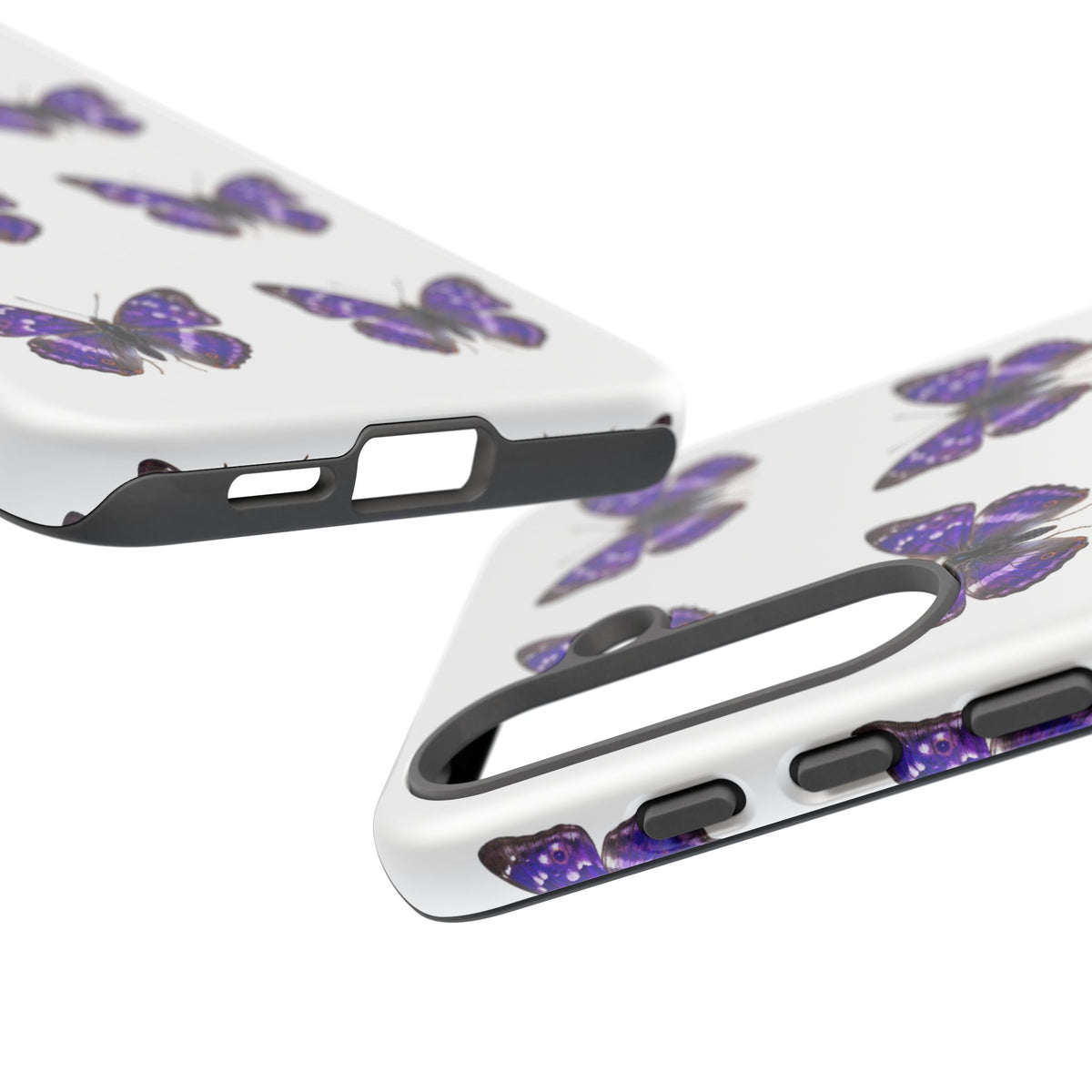 Purple Butterfly Tough Phone Case — Durable Protective iPhone Case with Repeating Butterfly Pattern