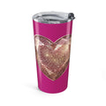 20oz Glitter Heart Tumbler – Insulated Travel Cup- Magenta
