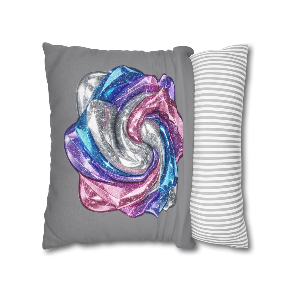 3D Glitter Design Grey Spun Polyester Square Pillowcase