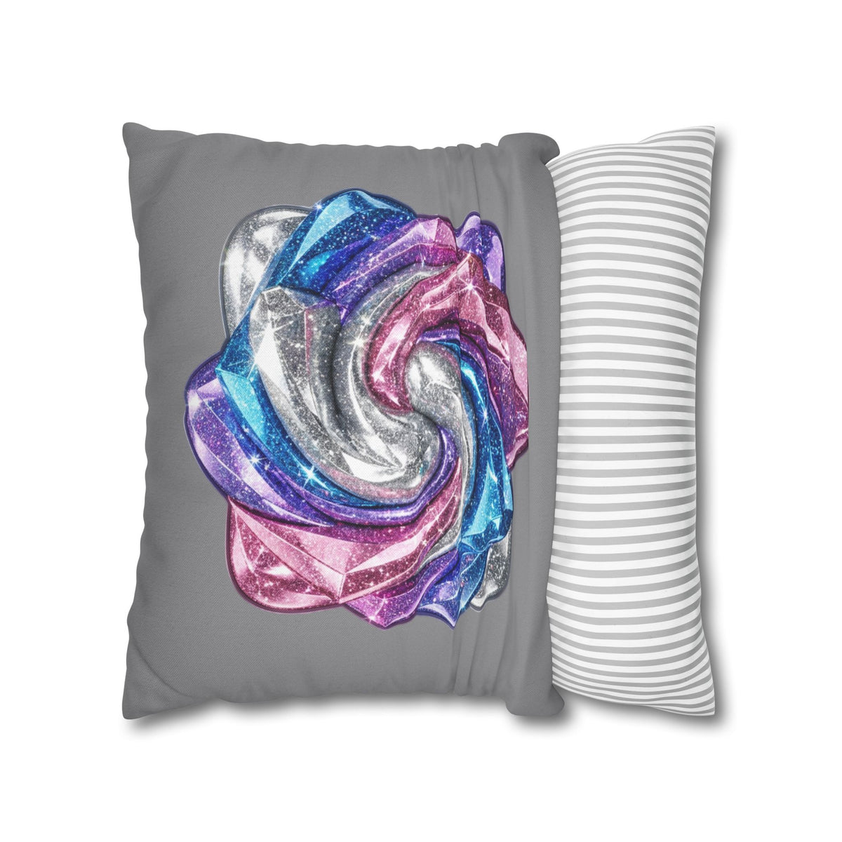 3D Glitter Design Grey Spun Polyester Square Pillowcase