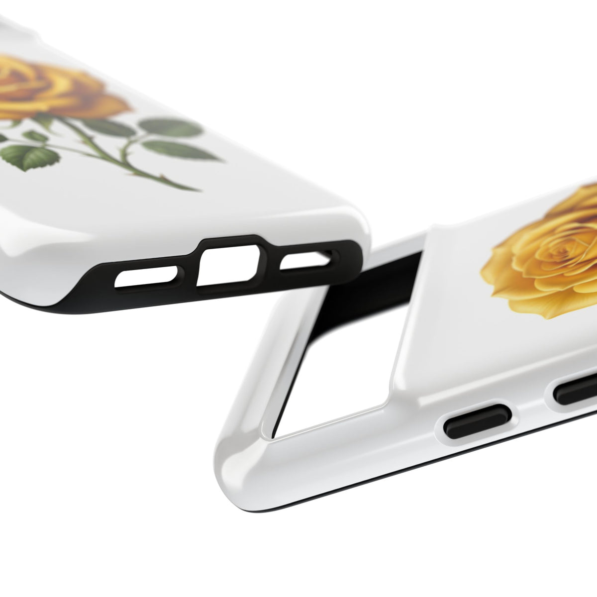 Yellow Rose Phone Case — Vintage Floral Tough Protective Cover