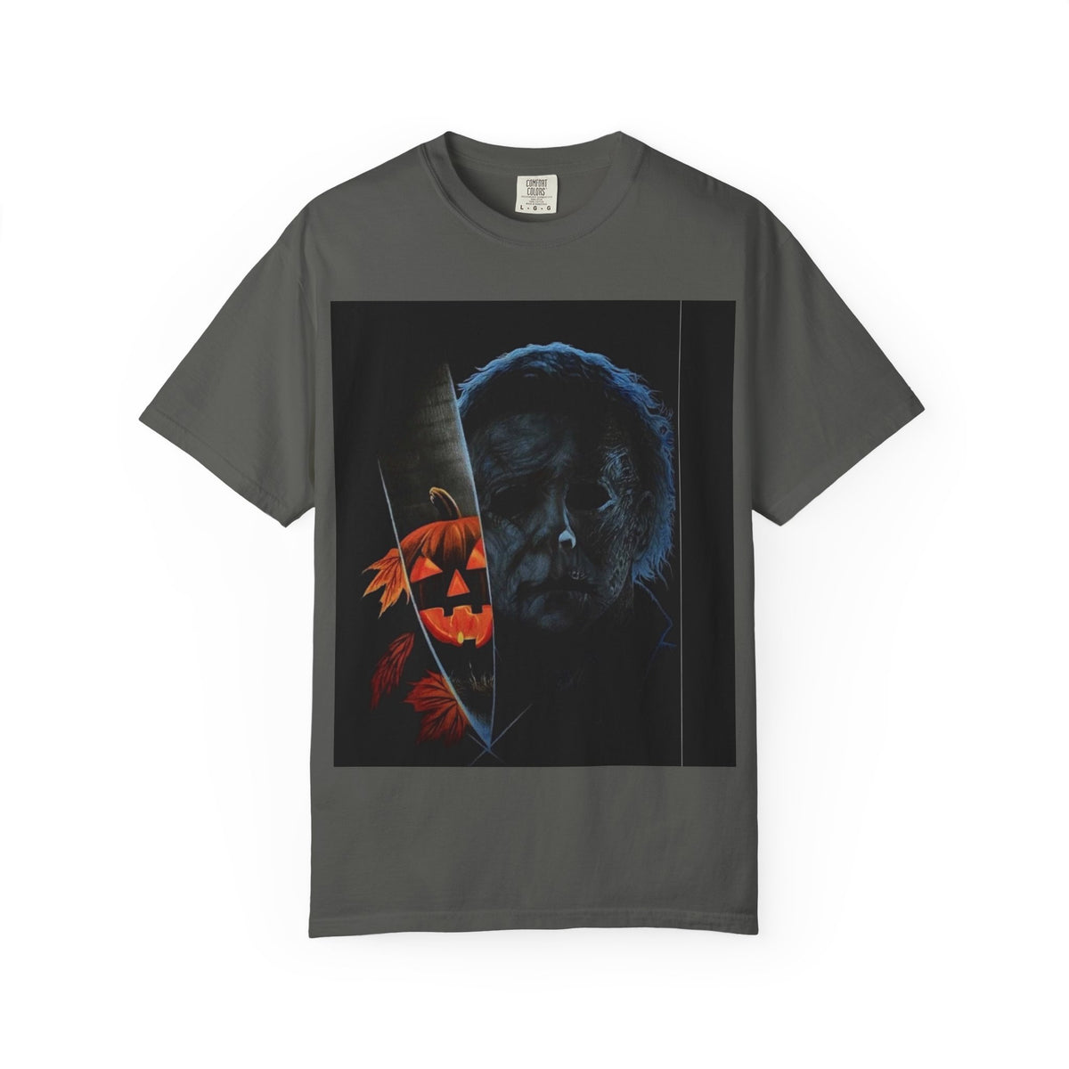 T-Shirt — Halloween Split-Face Pumpkin & Michael Myers Horror Graphic