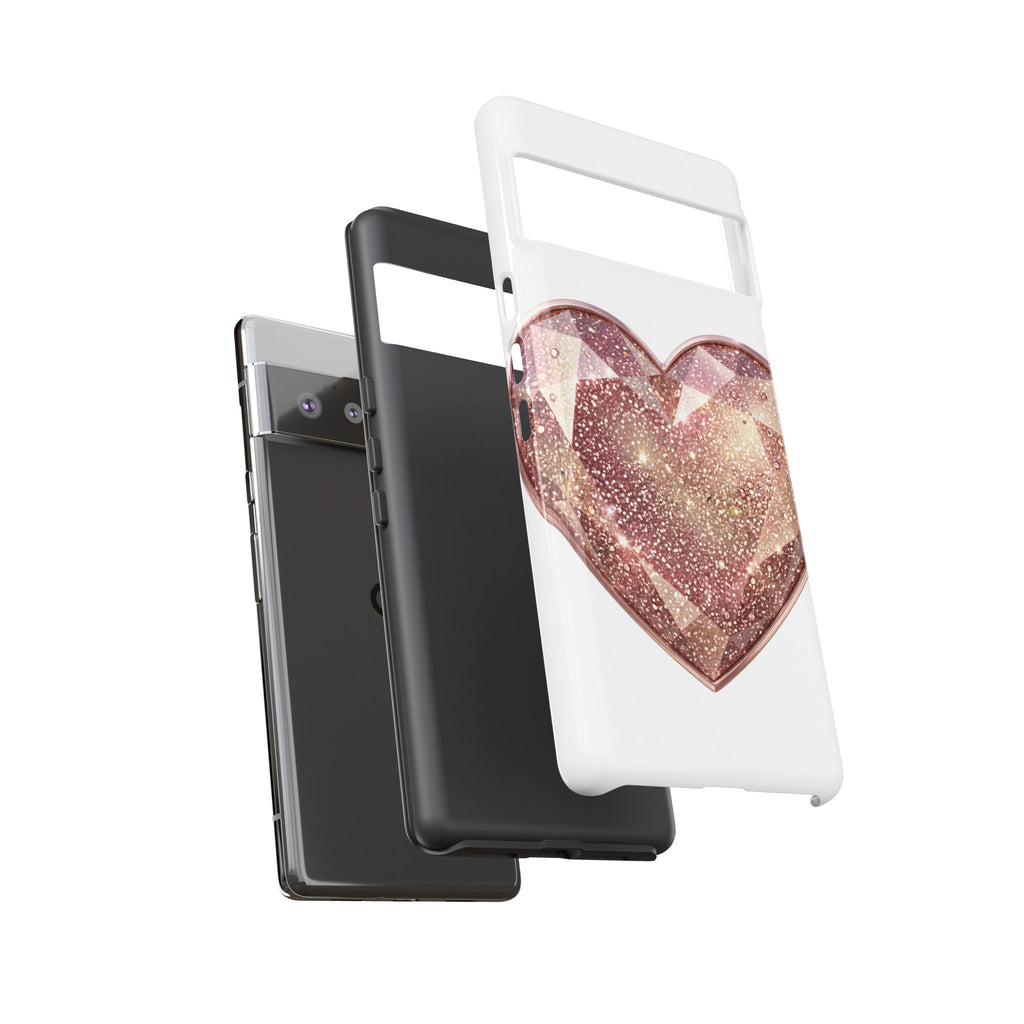 Rose Gold Glitter Crystal Heart Phone Case