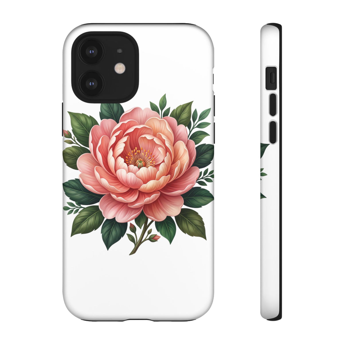 Floral Peony Tough Phone Case — Protective Botanical iPhone Cover