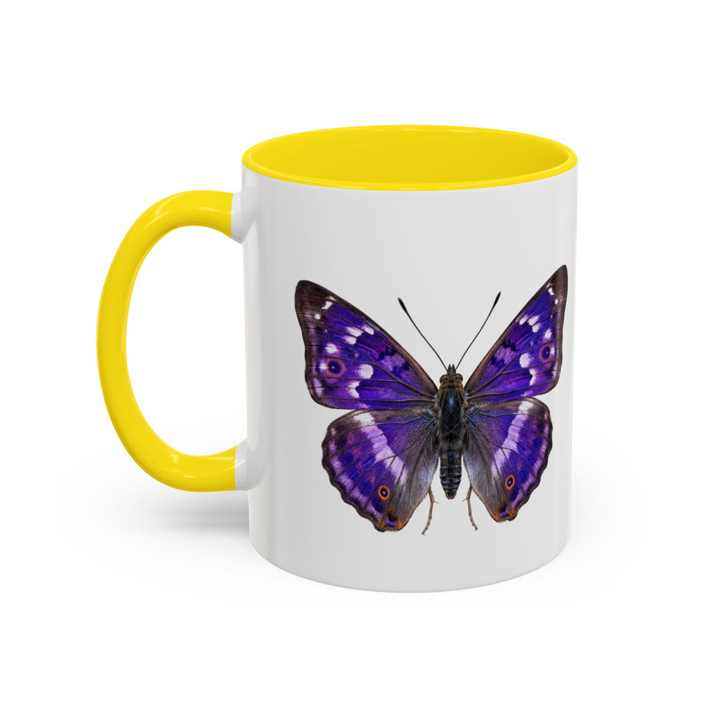 Purple Butterfly Accent Coffee Mug – Elegant Floral Butterfly Ceramic Cup
