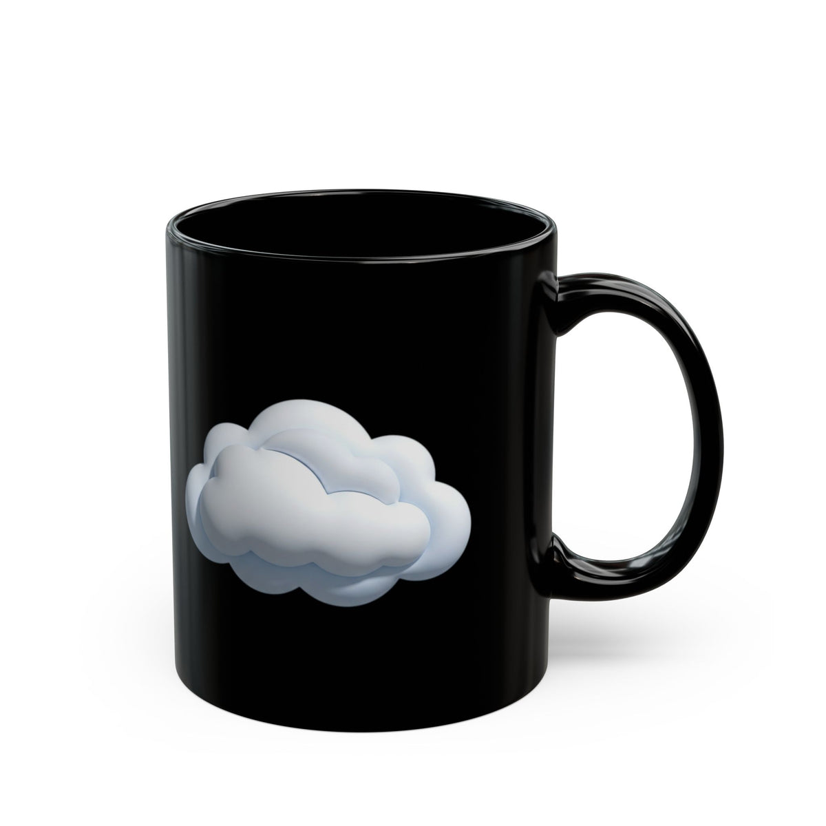 Cloud Icon Black Mug — Cute Minimal Cloud Coffee Cup (11oz/15oz)