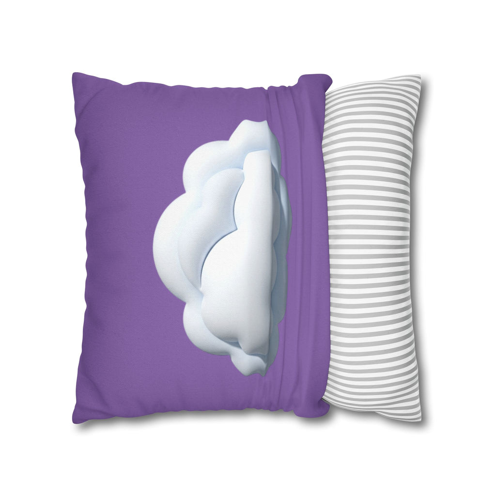 Cloud Graphic Pillowcase — Light Purple Decorative Square Throw Pillow