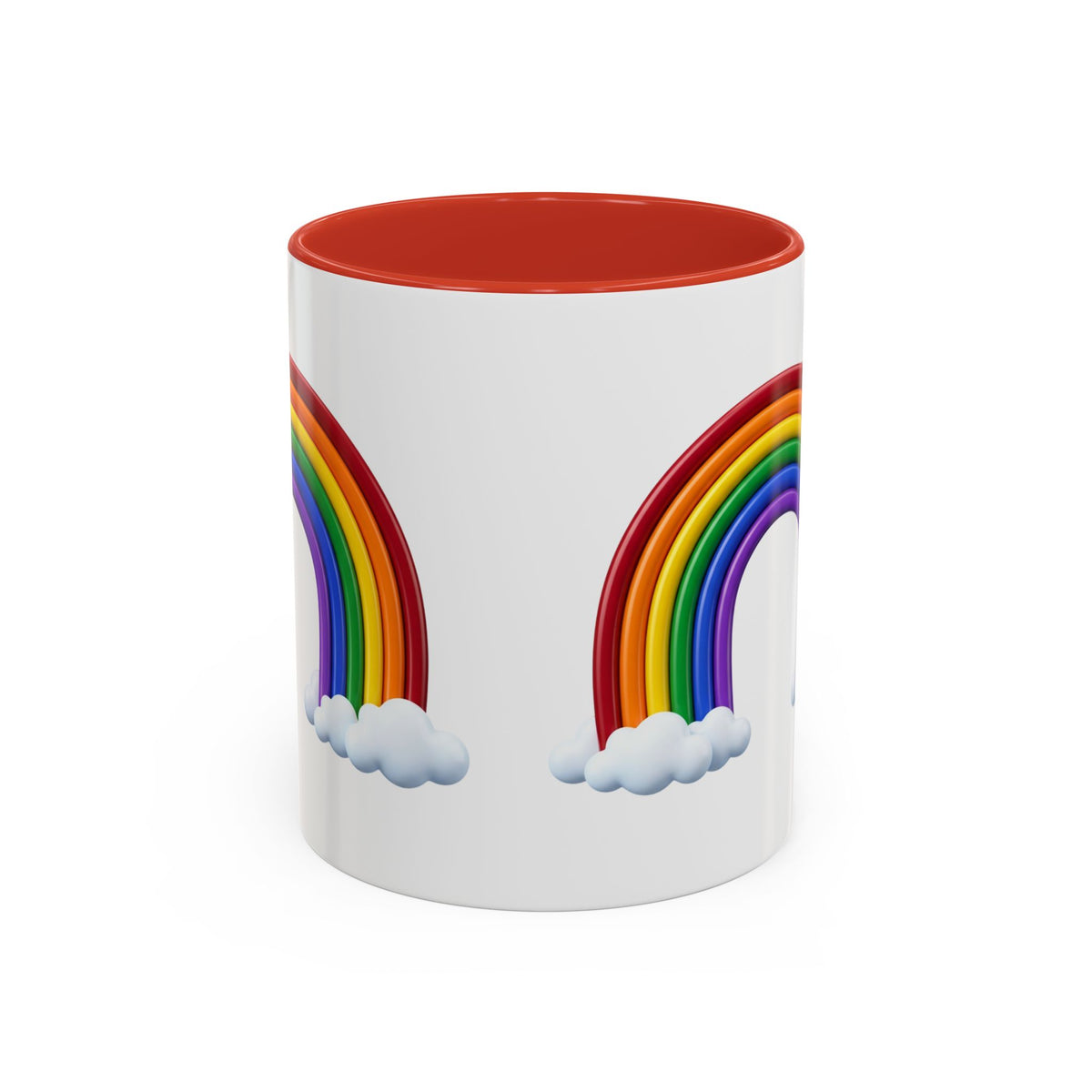 Rainbow Coffee Mug - Colorful Arc & Clouds Accent Mug (11/15oz)