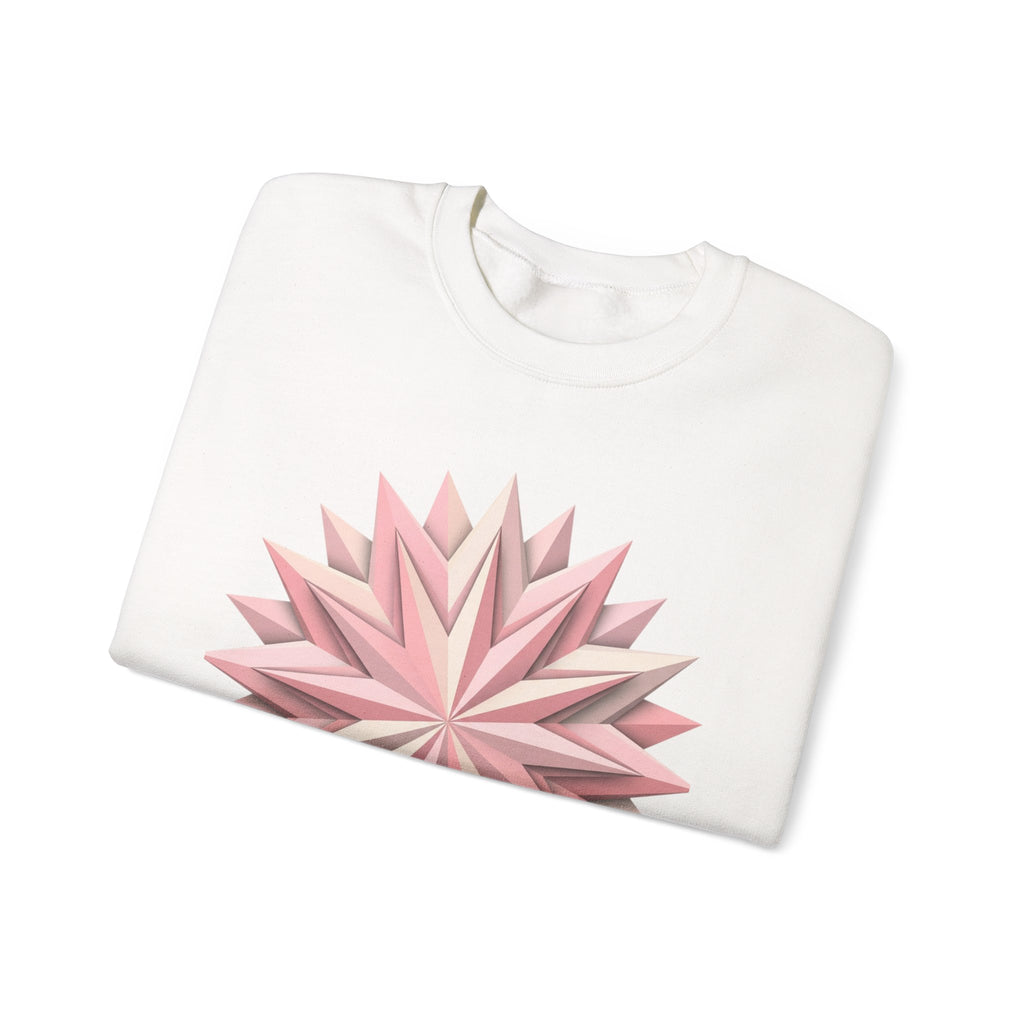 Starburst Polygon Crewneck Sweatshirt — Pink Geometric Floral Graphic