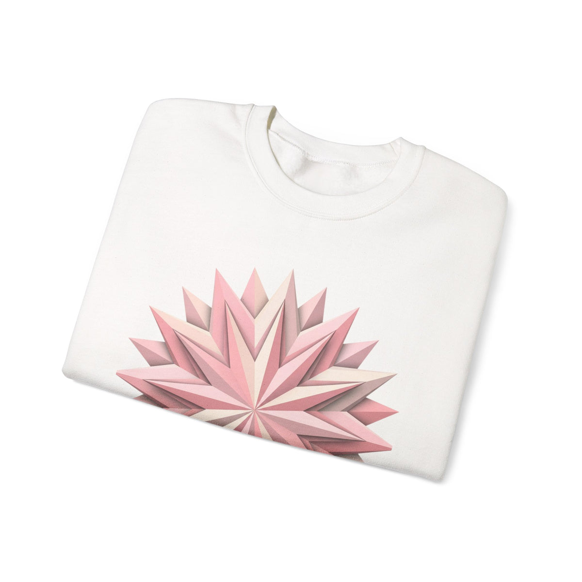 Starburst Polygon Crewneck Sweatshirt — Pink Geometric Floral Graphic