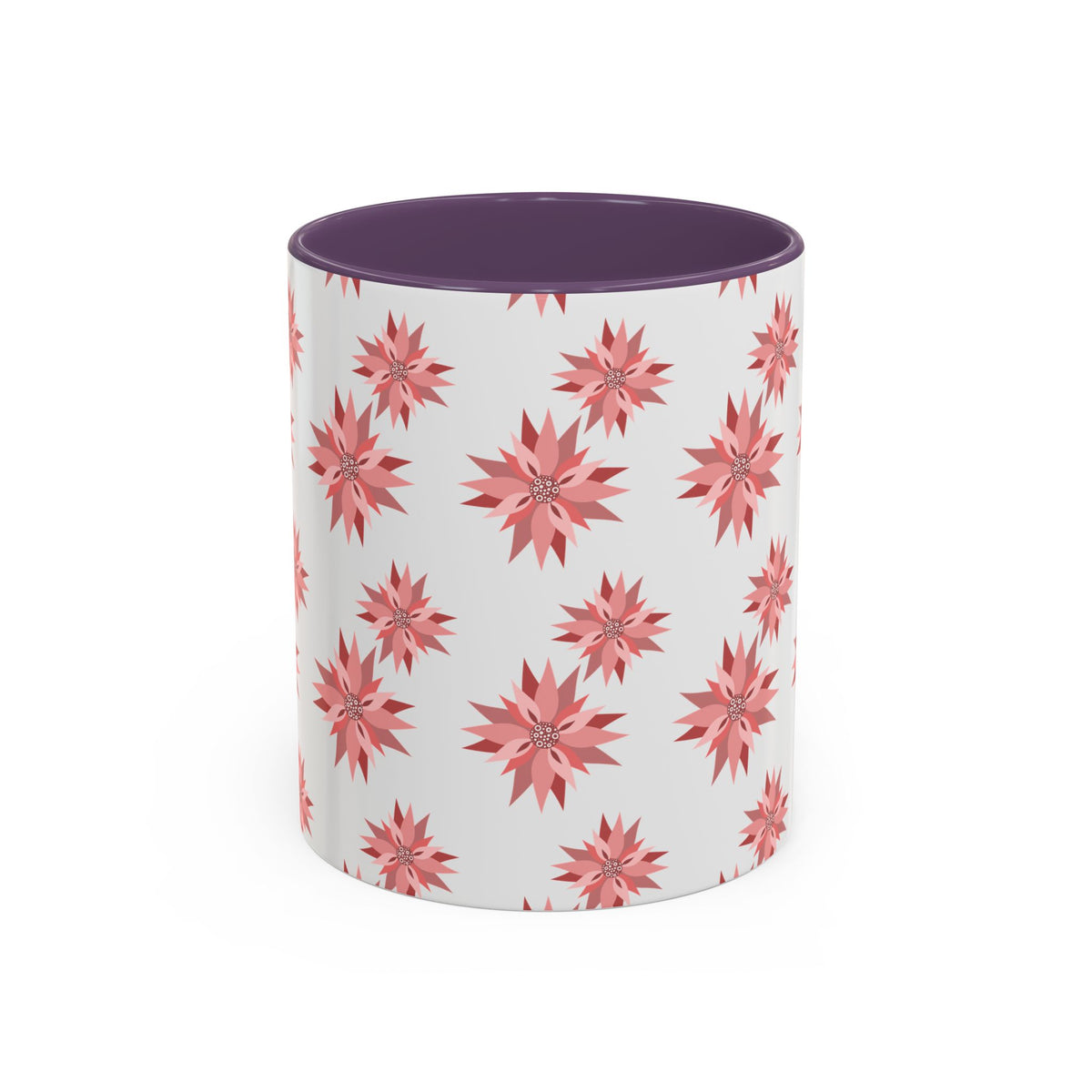 Pink Geometric Floral Accent Coffee Mug — 11/15oz