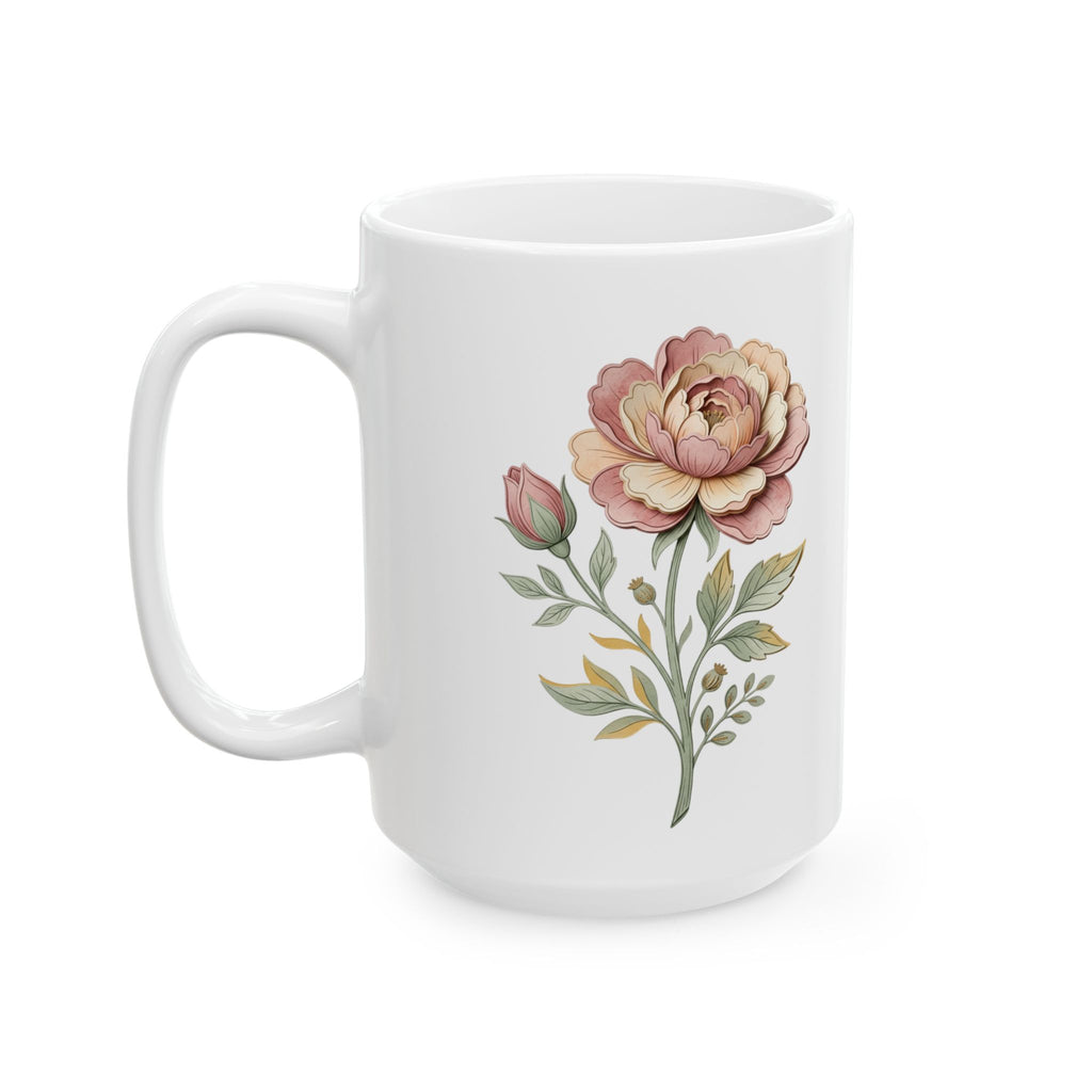 Floral Vintage Rose Ceramic Mug — 11oz & 15oz