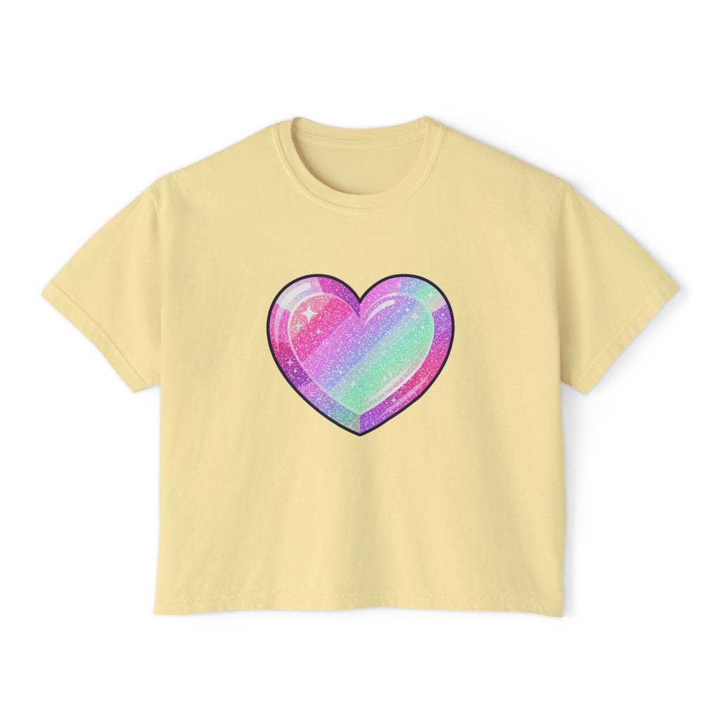 Pastel Glitter Heart Women's Boxy Tee