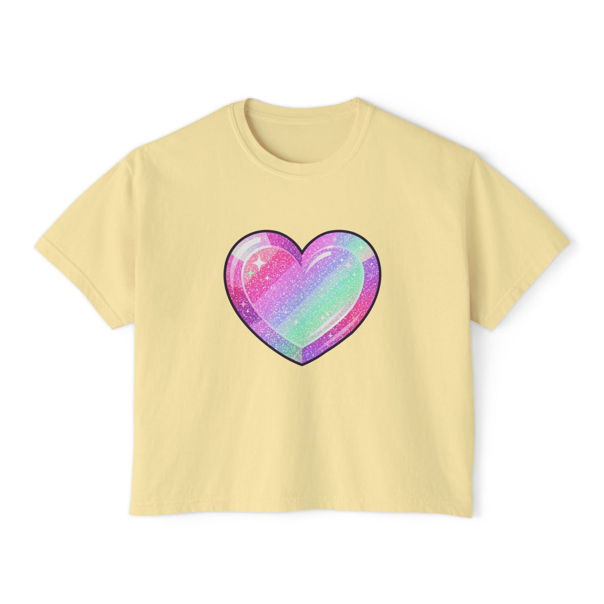 Pastel Glitter Heart Women's Boxy Tee