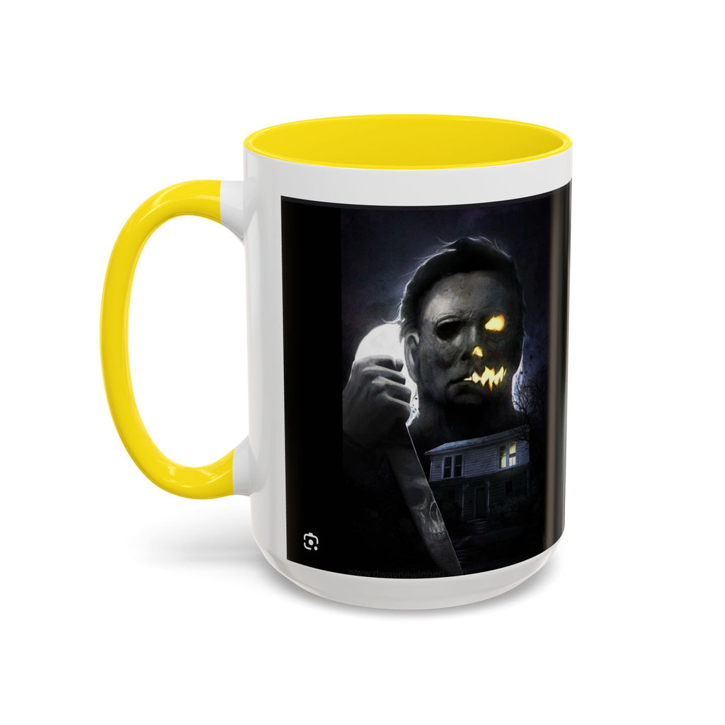 Halloween Michael Myers Accent Coffee Mug — Spooky Horror Movie Jack-O'-Lantern Face (11/15oz)