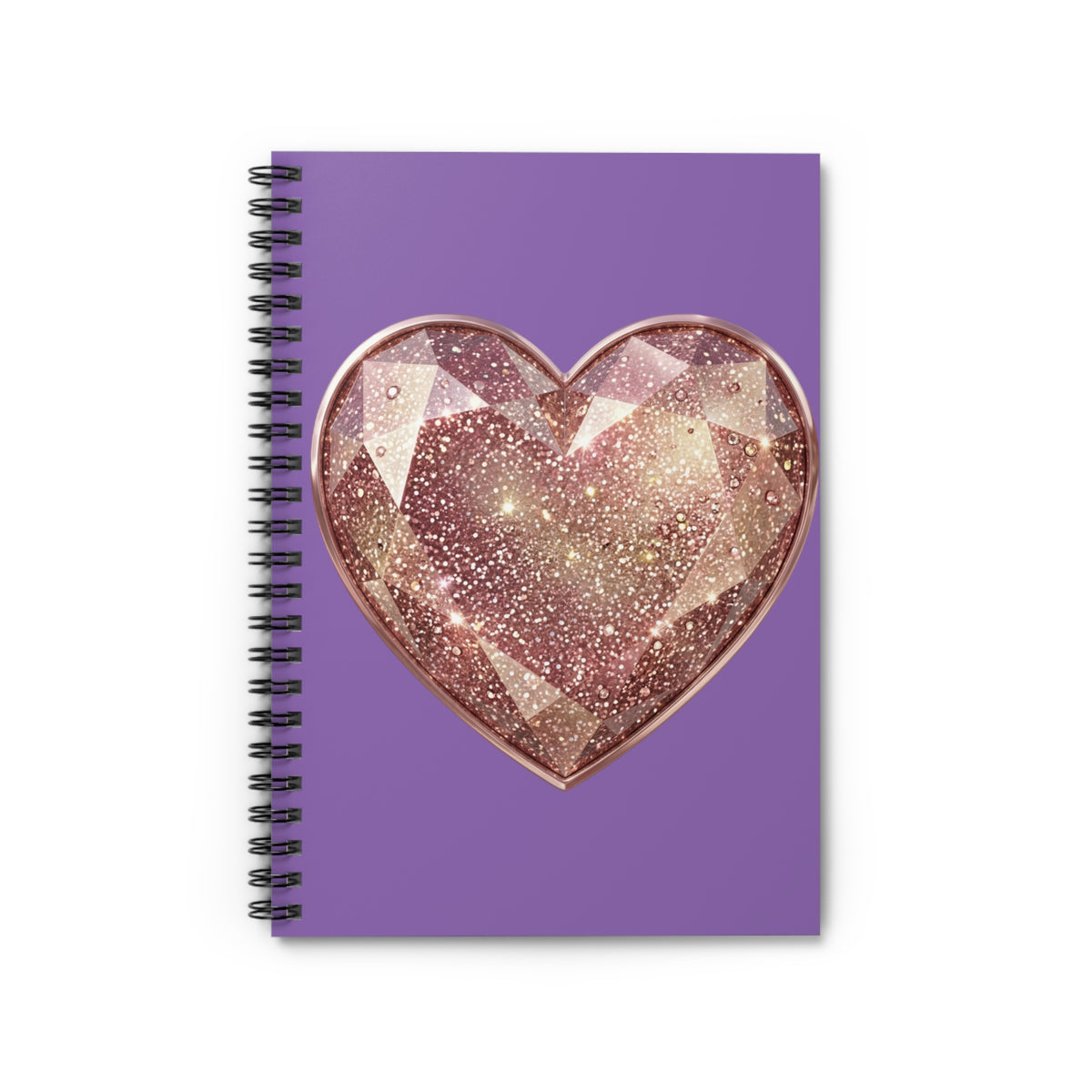 Purple Glitter Gem Heart Spiral Notebook – Ruled Journal for Teens & Gift Giving- Light Purple