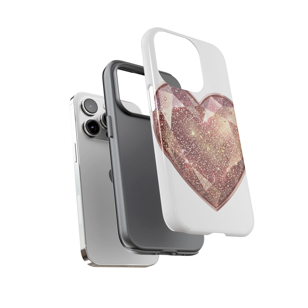 Rose Gold Glitter Crystal Heart Phone Case