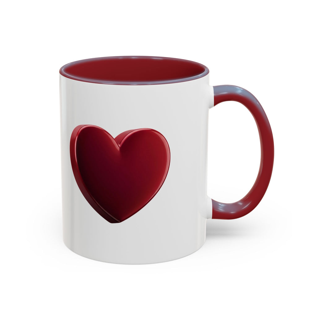 Heart Accent Coffee Mug – Red 3D Heart Design, Valentine’s Day Gift