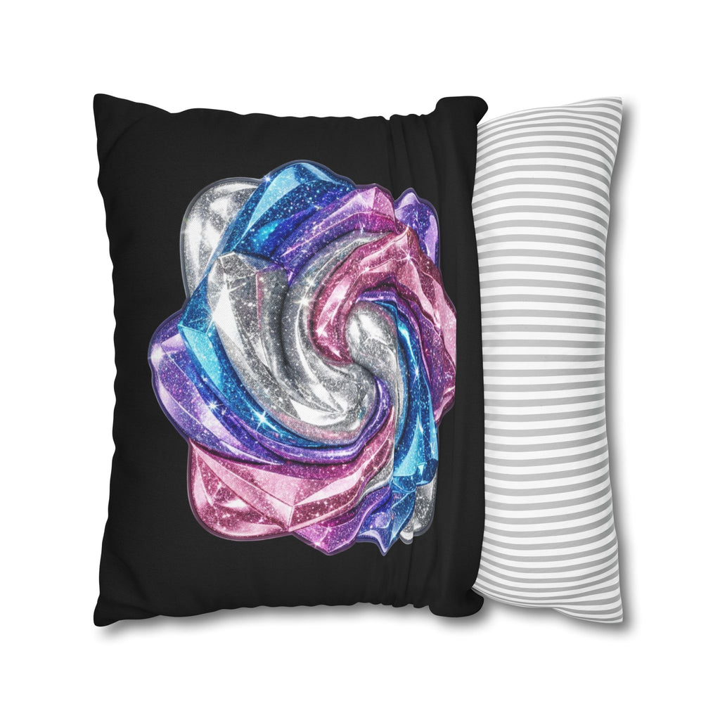 3D Glitter Design Black Spun Polyester Square Pillowcase