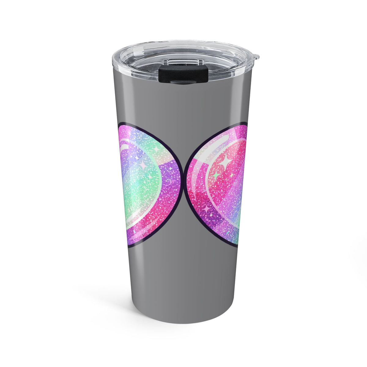 Pastel Glitter Heart Tumbler 20oz- Grey