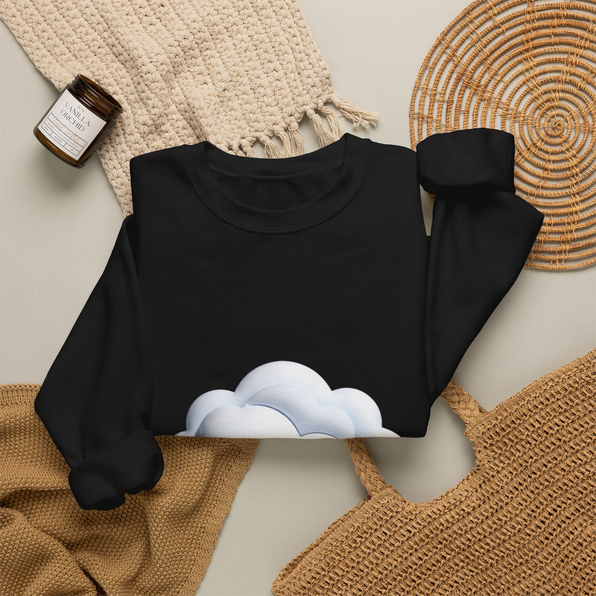 Cloud Graphic Sweatshirt — Soft White Cozy Crewneck