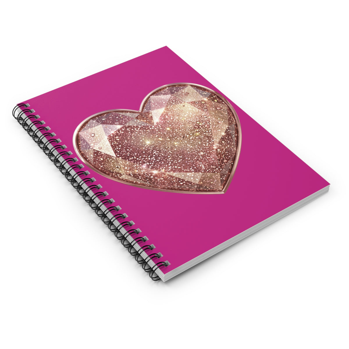 Pink Glitter Gem Heart Spiral Notebook — Ruled Journal for Teens & Gifts- Magenta