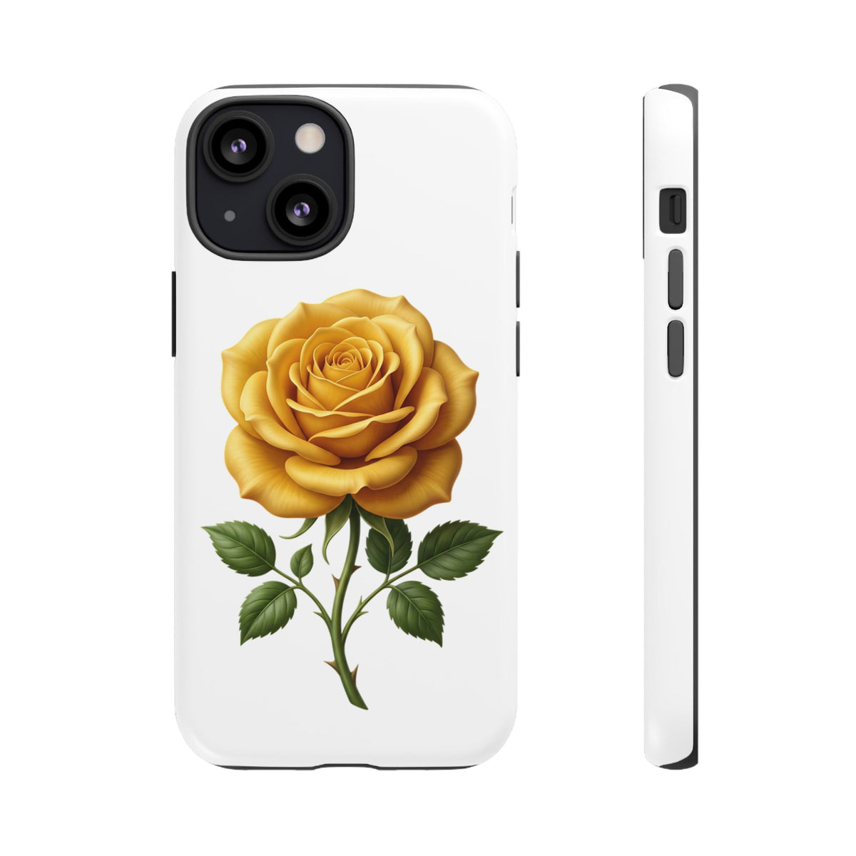 Yellow Rose Phone Case — Vintage Floral Tough Protective Cover