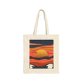 Sunset Waves Canvas Tote — Retro Orange Sun Beach Bag