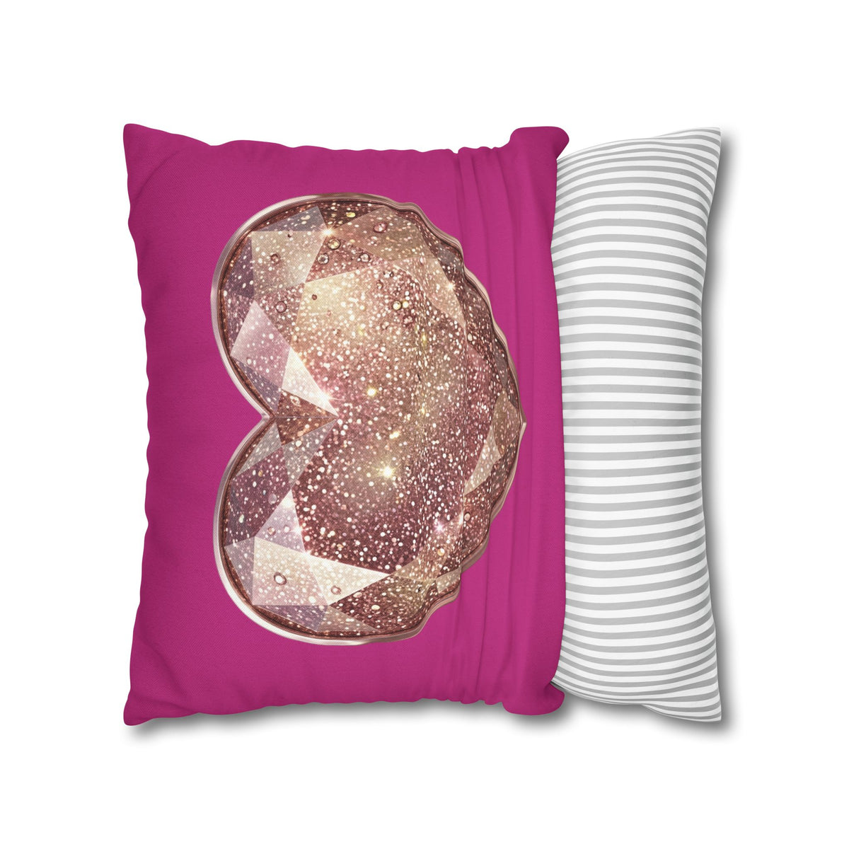 Sparkling Rose Gold Heart Throw Pillowcase- Magenta