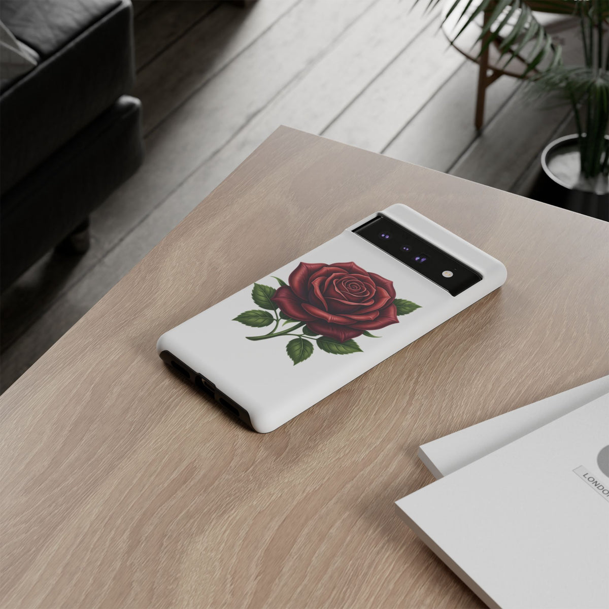 Rose Phone Case — Vintage Red Rose Floral Protective Cover