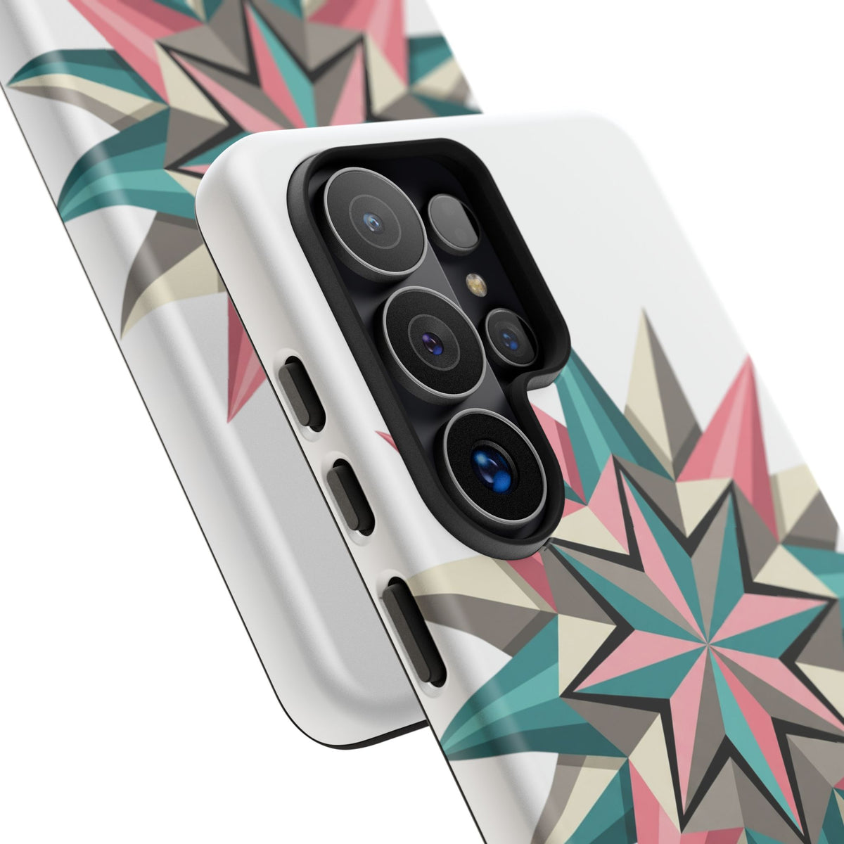 Geometric Star Tough Phone Case – Pink Teal Compass Design