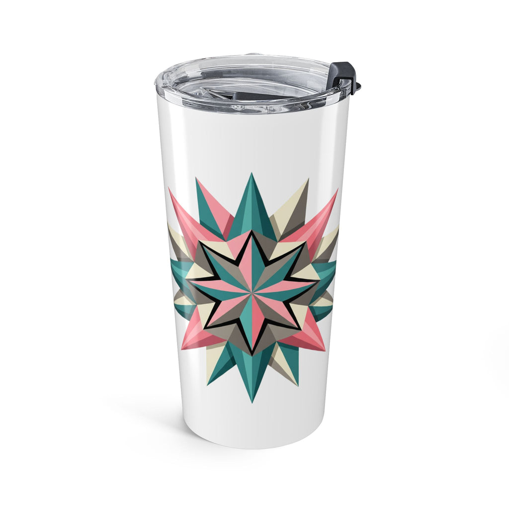 Starburst Geometric 20oz Tumbler — Colorful Modern Floral Travel Cup- White