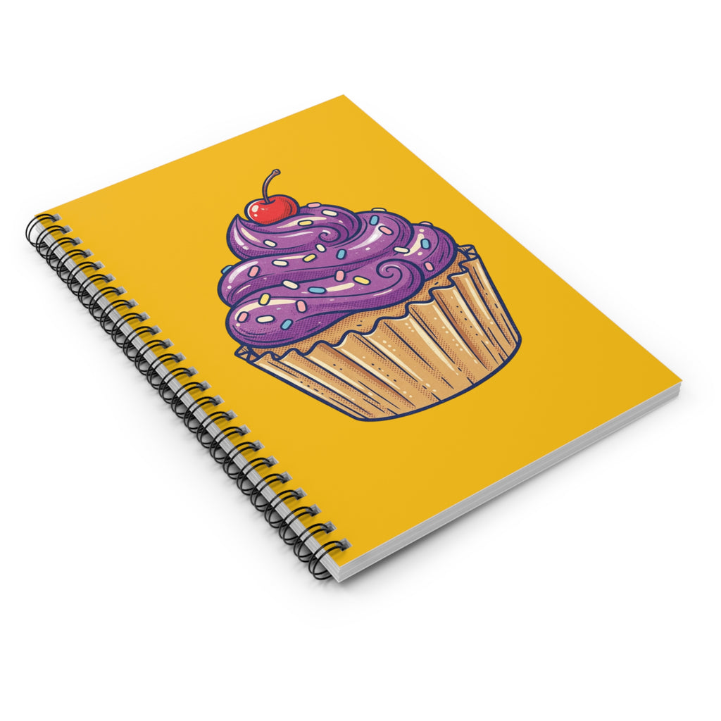 Cupcake Notebook — Purple Frosting Spiral Ruled Journal