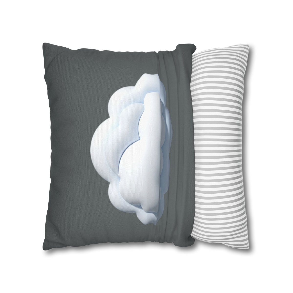 Cloud Graphic Dark Grey Pillowcase — Whimsical Grey Decorative Throw Pillow Cover