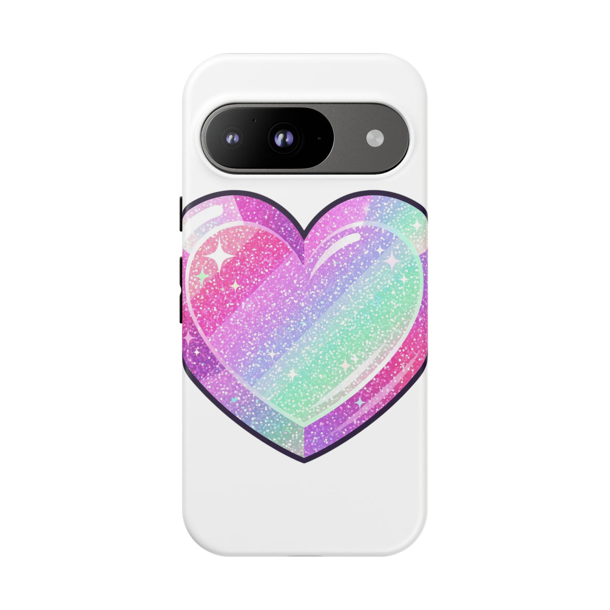 Pastel Glitter Heart Tough Phone Case — Cute Protective Phone Cover