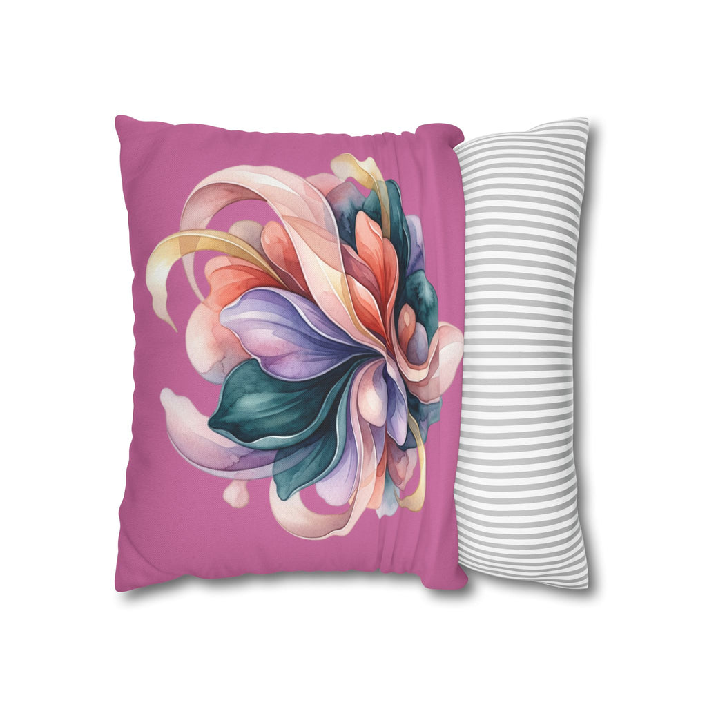 Floral Swirl Decorative Pillow — Pink Abstract Botanical Accent