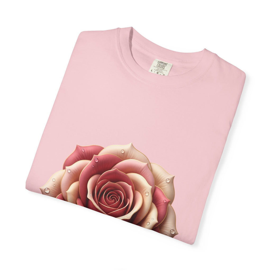 Rose Bloom Graphic T-Shirt — Realistic Pink Rose Floral Tee