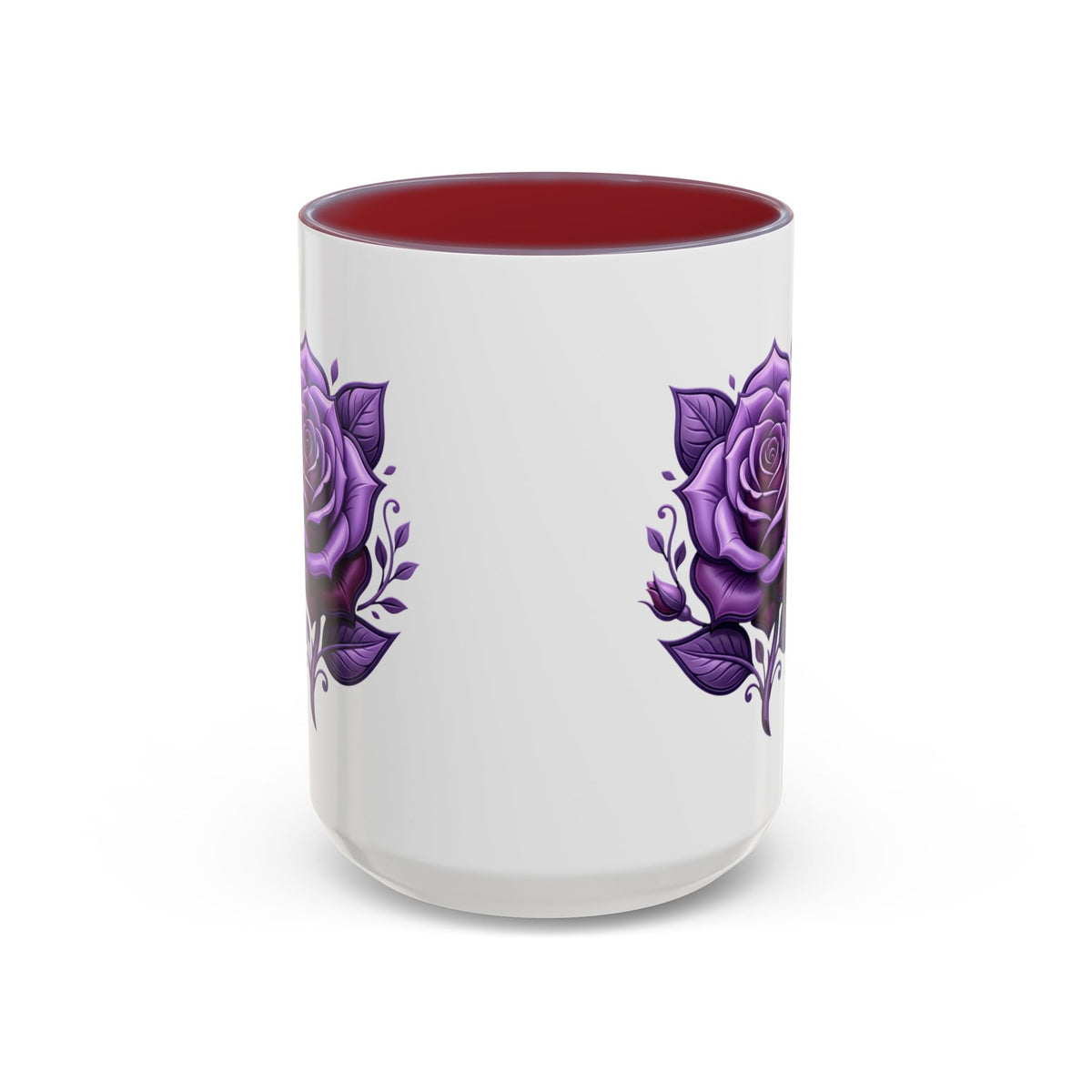 Purple Rose Accent Coffee Mug — Floral Gothic Tea Cup for Women & Gifts