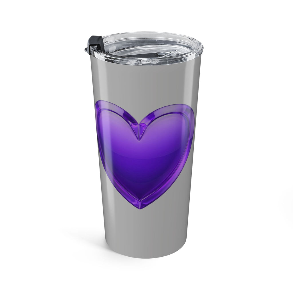 20oz Stainless Tumbler with Purple Heart Design – Insulated Travel Cup- Grey