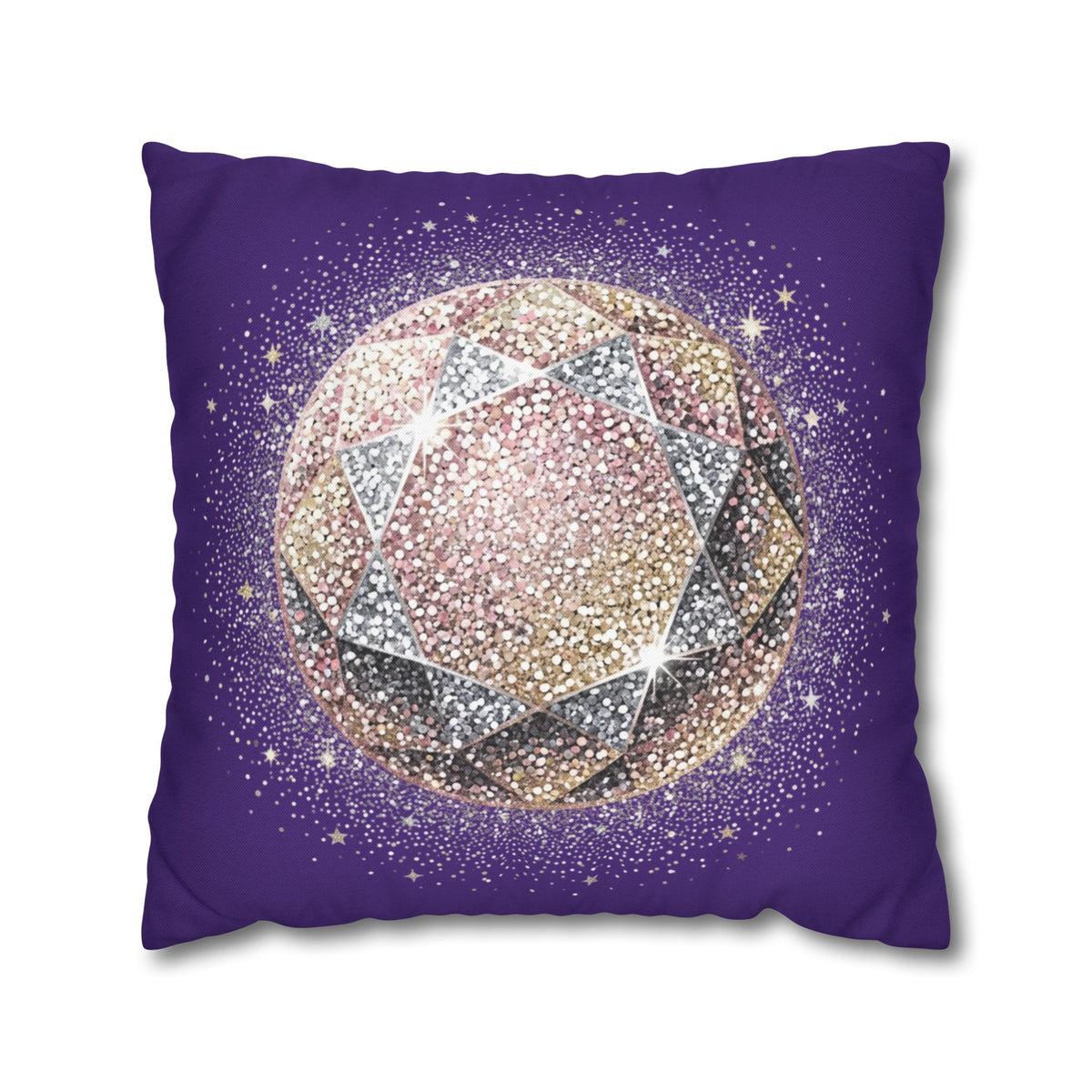 Glittery Dark Purple Spun Polyester Square Pillowcase