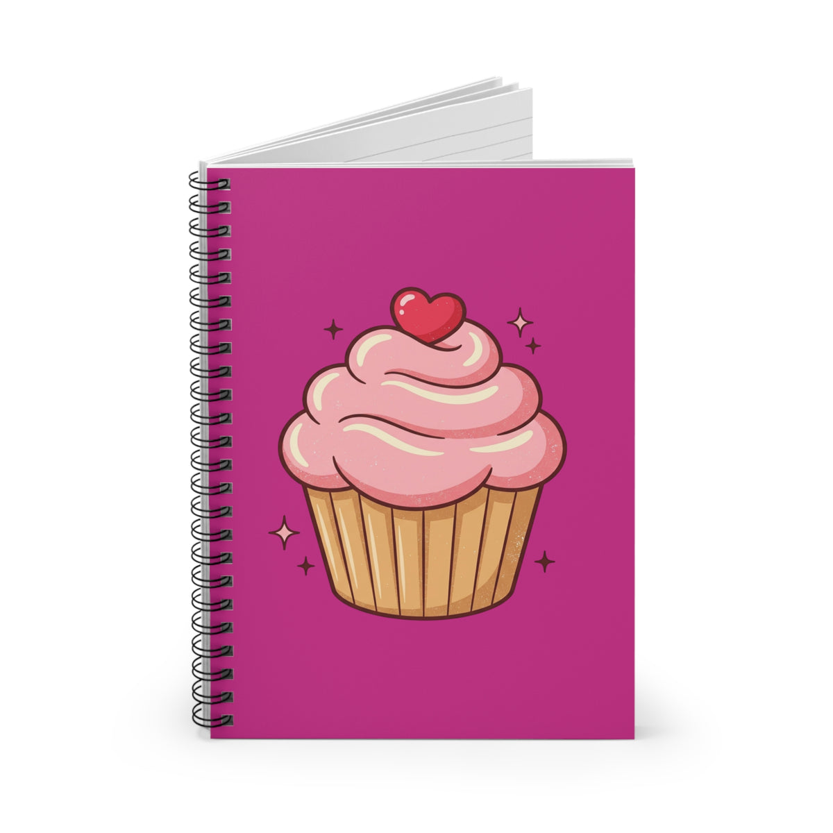 Pink Cupcake Spiral Notebook - Ruled Line- Magenta