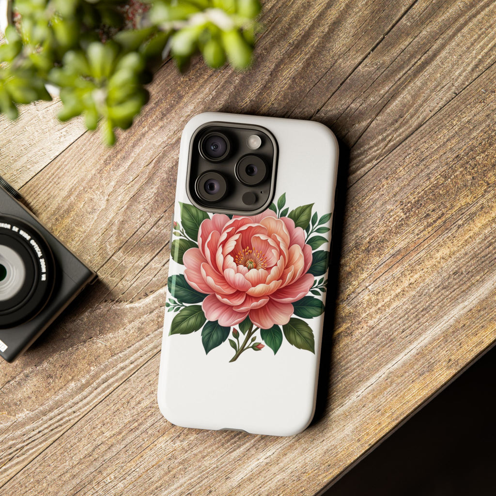 Floral Peony Tough Phone Case — Protective Botanical iPhone Cover