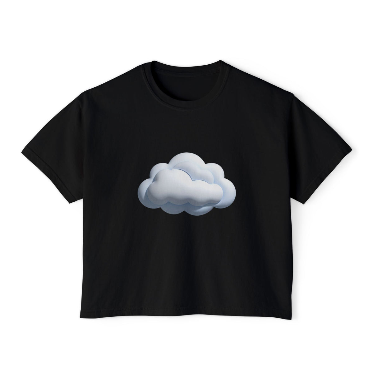 Cloud Graphic Boxy Tee — Minimal Cloud Illustration Women’s Cropped T-Shirt