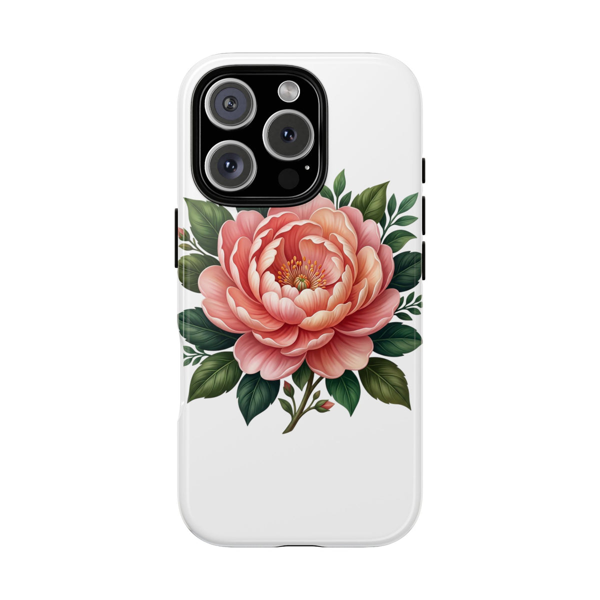 Floral Peony Tough Phone Case — Protective Botanical iPhone Cover