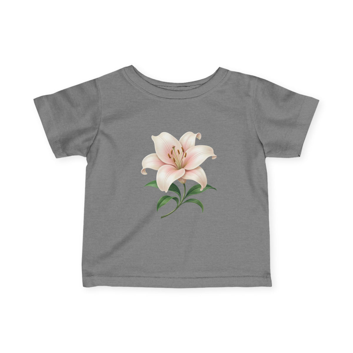 Infant Tee with Soft Pink Lily Floral Print — Baby Girl Spring Outfit