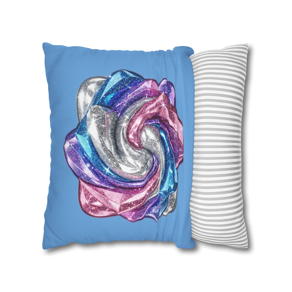 3D Glitter Design Light Blue Spun Polyester Square Pillowcase